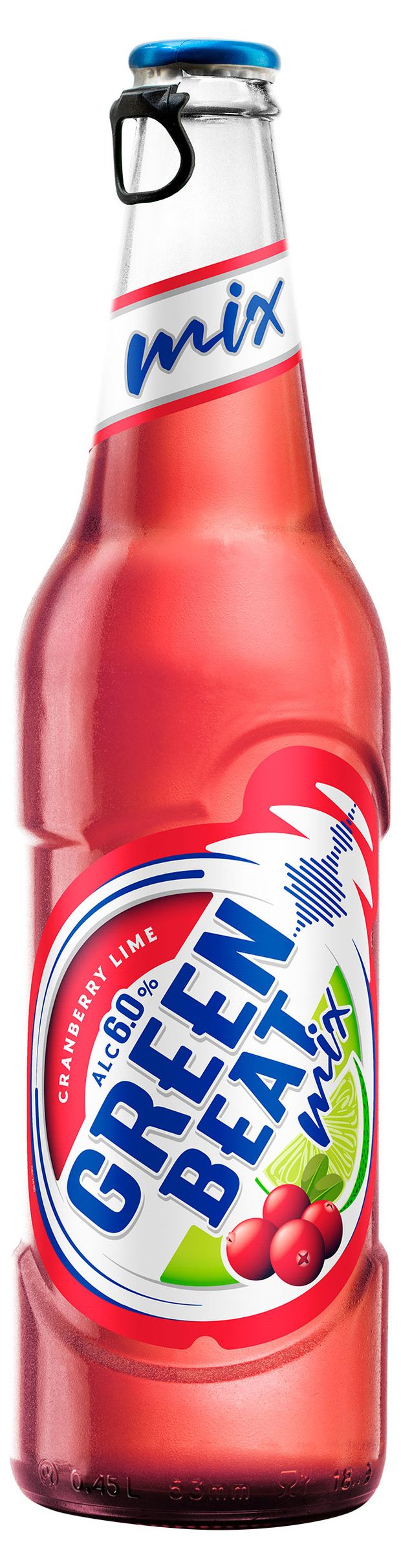 Напиток пивной Green Beat Микс клюква и лайм 6%, 0,45 л