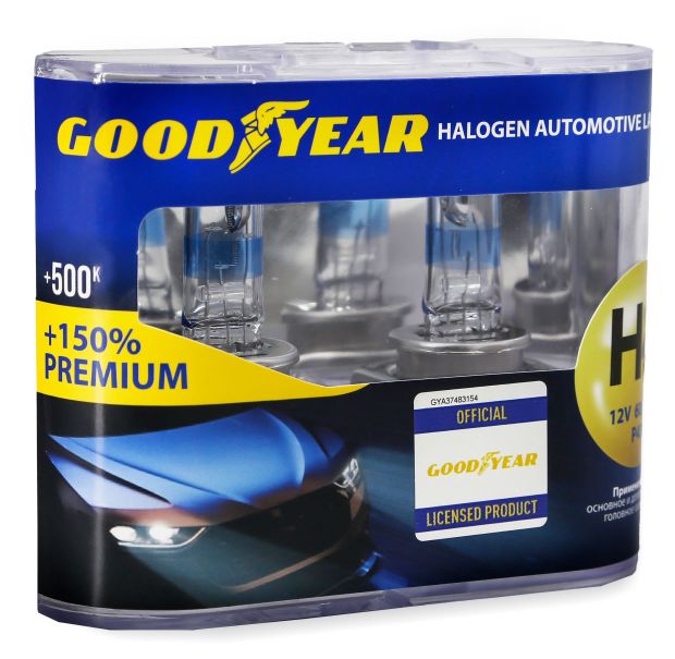 Лампа автомобильная Goodyear Premium галогеновая H4 12V 6055W P43T 2 шт 1400₽