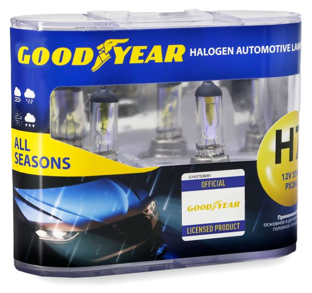 Лампа автомобильная Goodyear All Seasons галогеновая Н7 12V 55W PX26D 2 шт 1400₽