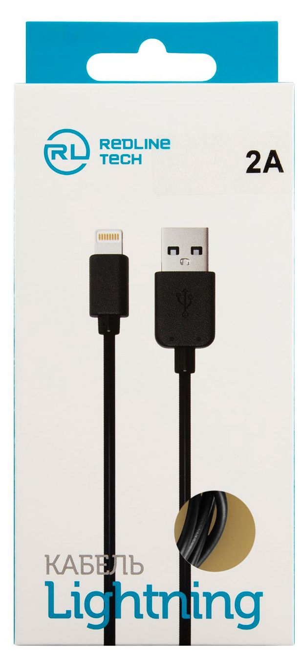 Кабель Red Line USB -8 pin для Apple черный, 1 м