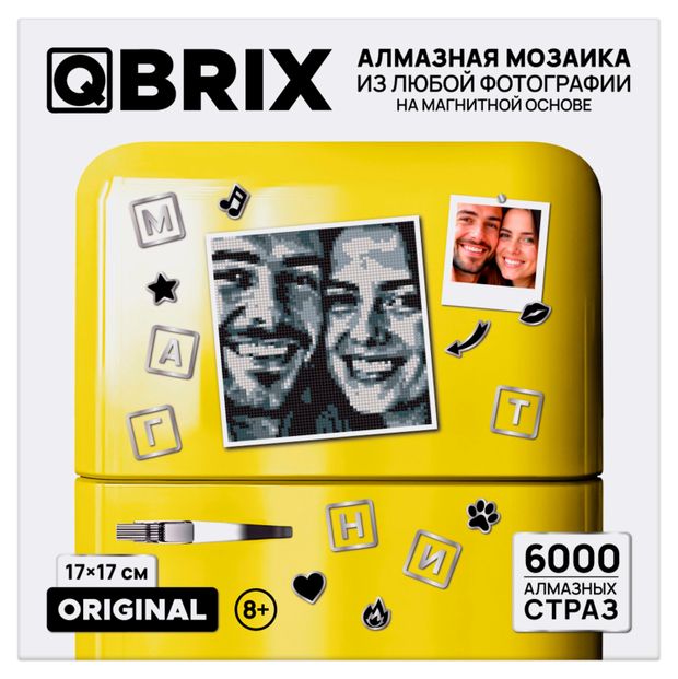 Фото-мозаика алмазная QBRIX на магните, 17х17 см