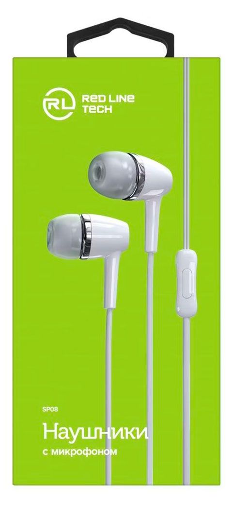 Электроника  Ашан Наушники-гарнитура Red Line Stereo Headset SP08 Jack 3,5 мм белые