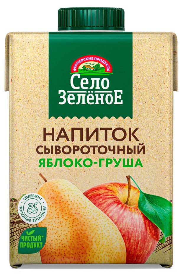 Напиток сывороточный Село Зеленое Яблоко груша 500 мл 95₽