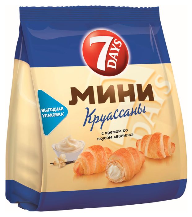 Мини-круассаны 7Days с ванильной начинкой 105 г 62₽