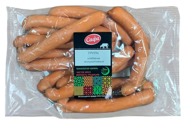 Колбаса полукопченая САФА Гриль Халяль, ~ 400 г