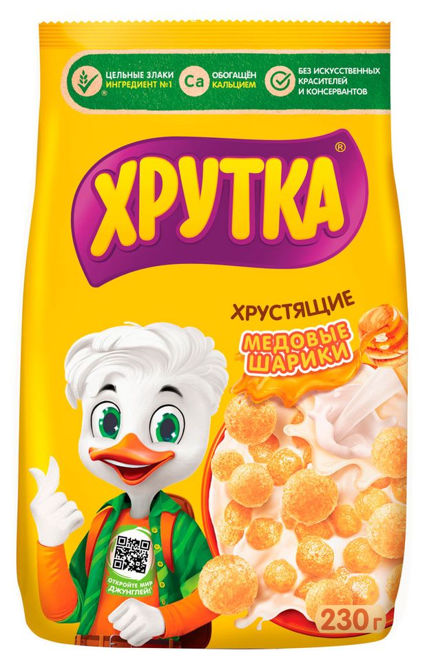 Готовый завтрак ХРУТКА Мультизлаковые медовые шарики обогащенные кальцием 230 г 165₽
