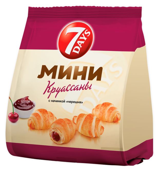 Мини круассаны 7Days c начинкой черешня 265 г 140₽