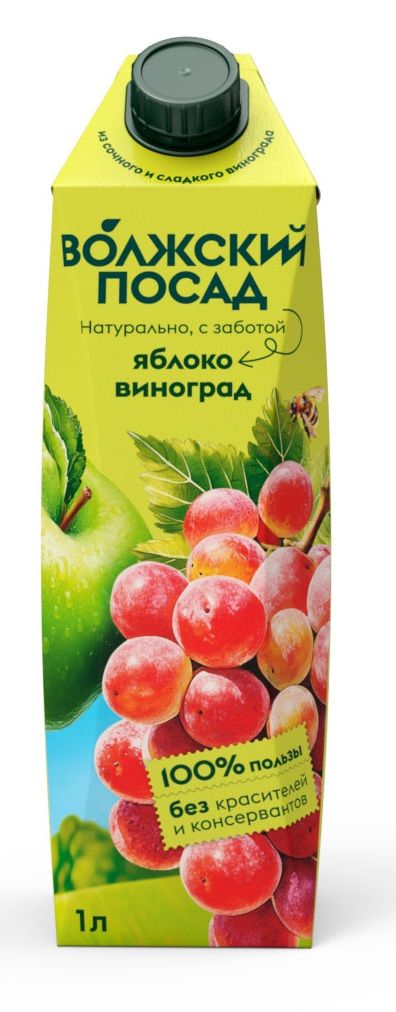 Нектар Волжский Посад яблоко-виноград, 1 л