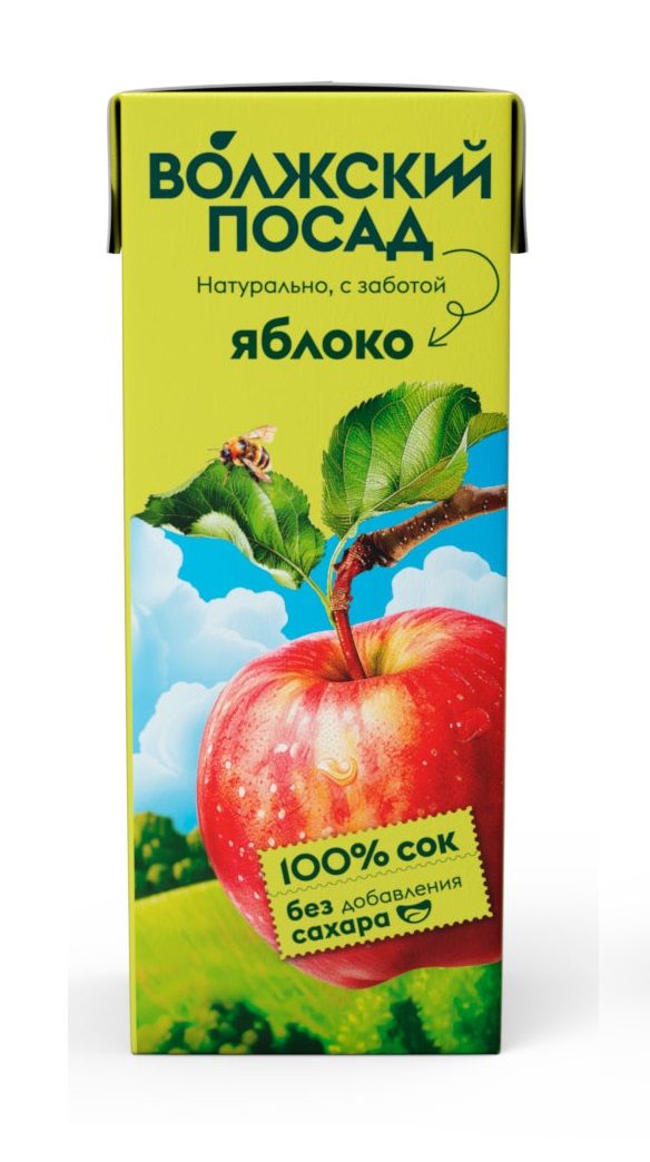 Сок яблочный Волжский Посад, 200 мл