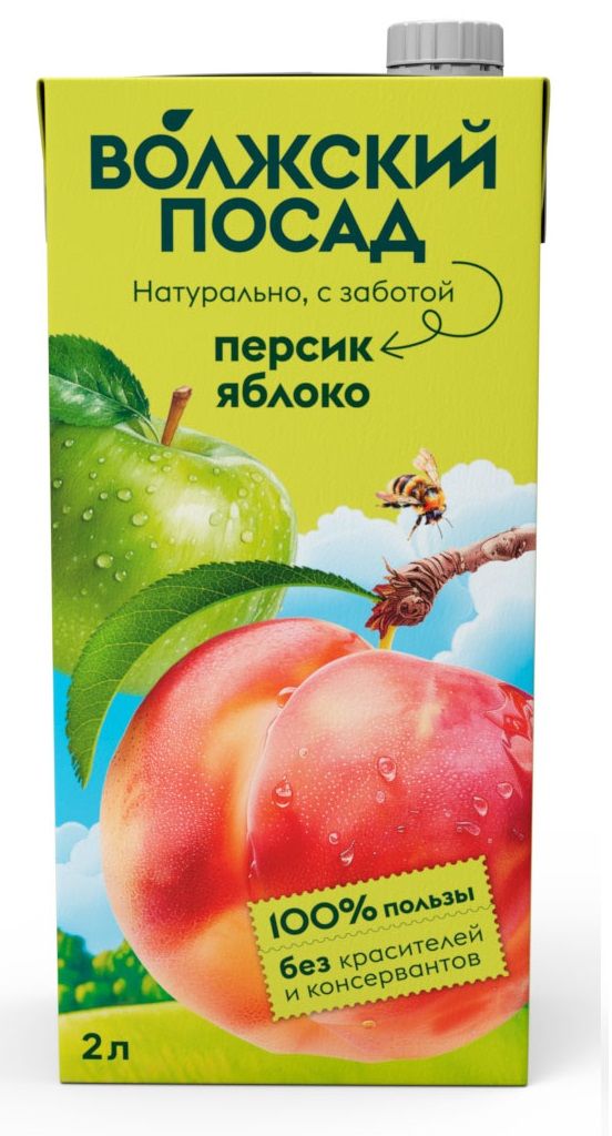 Нектар Волжский Посад Яблоко-персик, 2 л