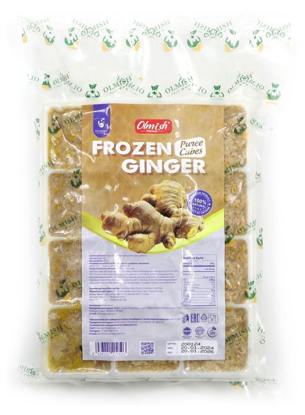 Имбирь Olmish Premium пюре мякоть в кубиках vegan замороженный, 500 г