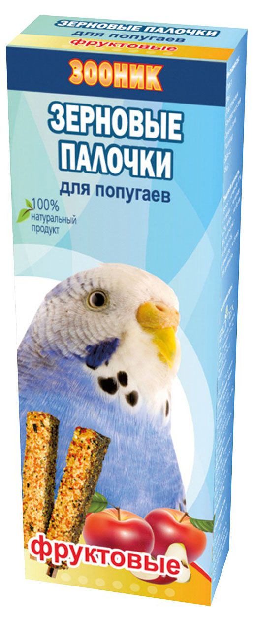 Палочки зерновые для волнистых попугав Зооник фруктовые, 2 шт