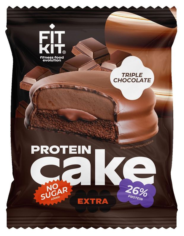 Десерт глазированный Fitkit Cake тройной шоколад, 50 г