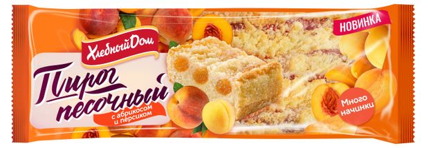 Пирог сладкий песочный Хлебный Дом с абрикосом и персиком, 300 г