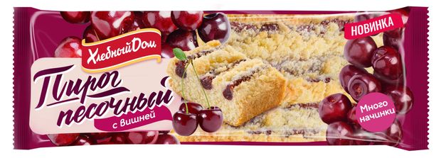 Пирог сладкий песочный Хлебный Дом с вишней, 300 г