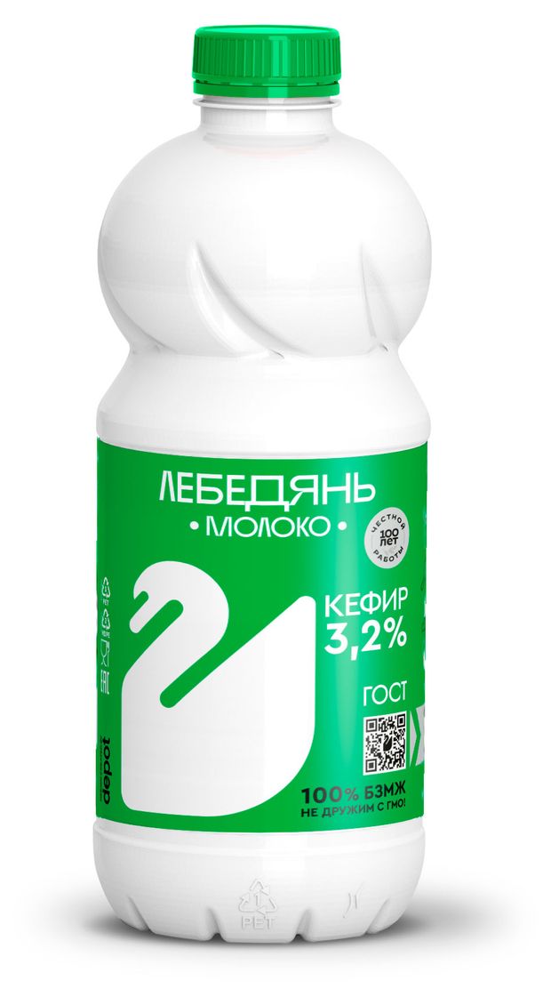 Кефир Лебедянь молоко 3,2% БЗМЖ, 900 г