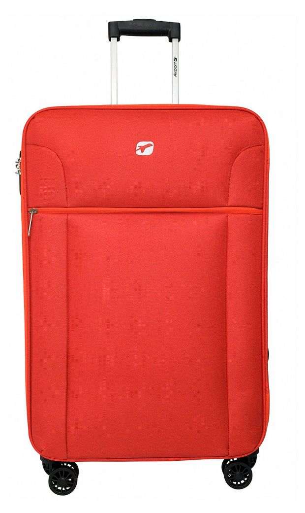 Чемодан мягкий Airport Glam красный 8 колес, р L