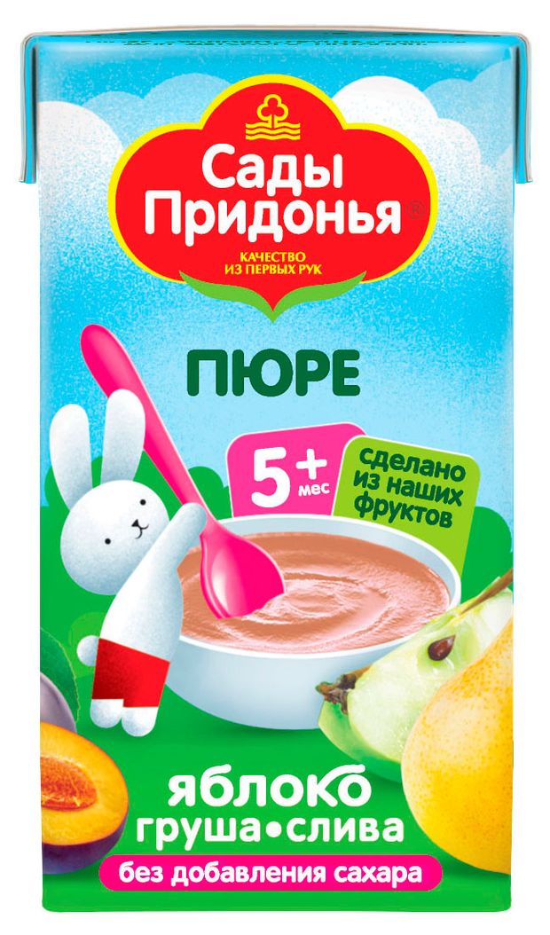 Пюре Сады Придонья яблоко груша слива с 5 мес., 125 г