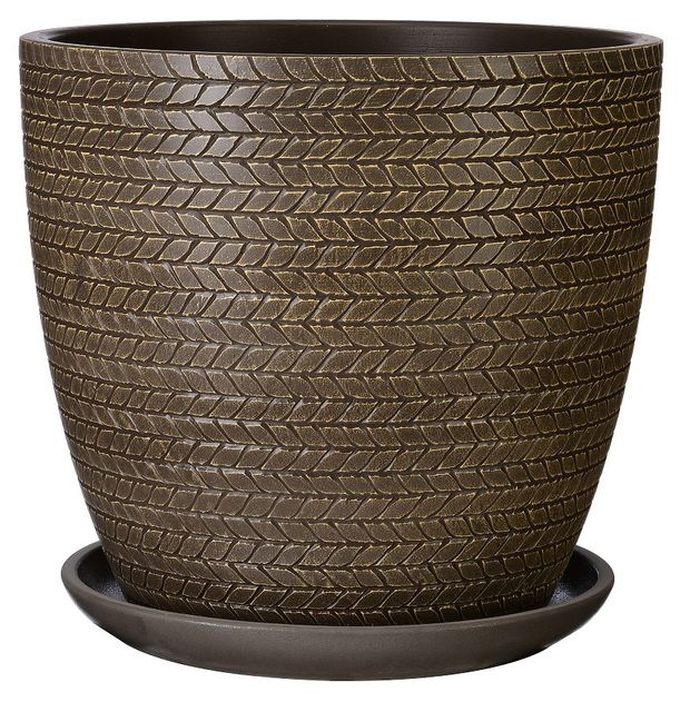 Горшок Композит Сизаль бетонный с поддоном коричневый d 36 см 22 л 1499₽