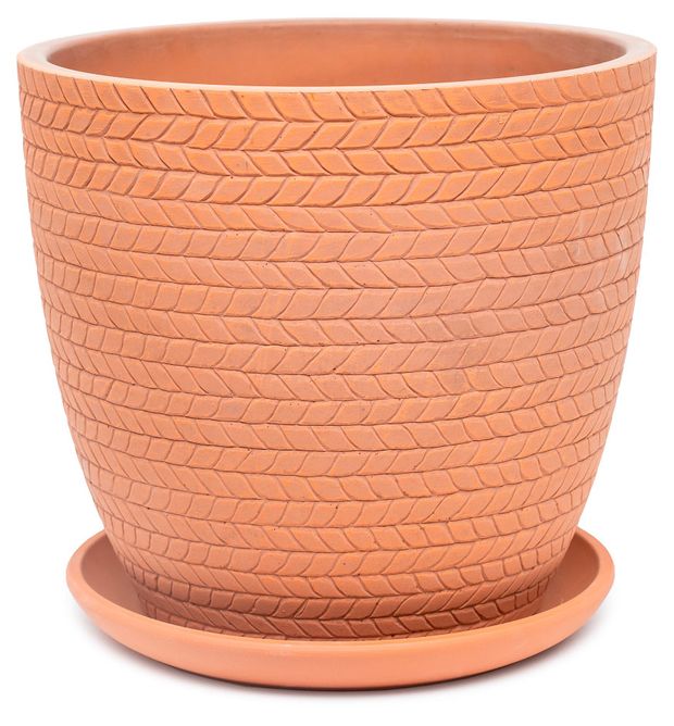 Горшок Композит Сизаль бетонный с поддоном терракота d 30 см 13 л 1199₽