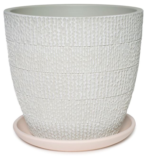 Горшок Композит Ротанг бетонный с поддоном светло-серый d 36 см 22 л 1499₽