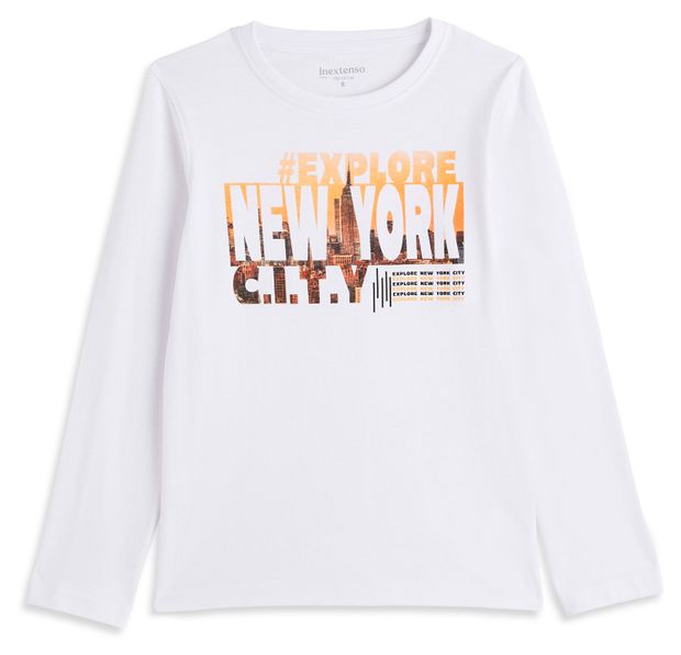 Футболка для мальчика InExtenso с длинным рукавом белая