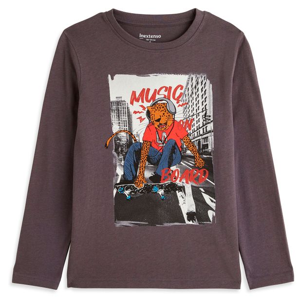 Футболка для мальчика InExtenso с длинным рукавом коричневая