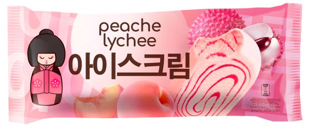 Мороженое молочное корейское Инмарко Пичи Личи со вкусом персика и личи БЗМЖ, 57 г