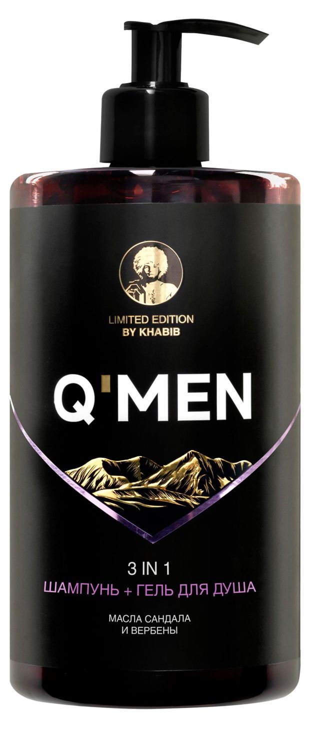 Шампунь для волос Q'Men 3 в 1 масла сандала и вербены, 640 мл