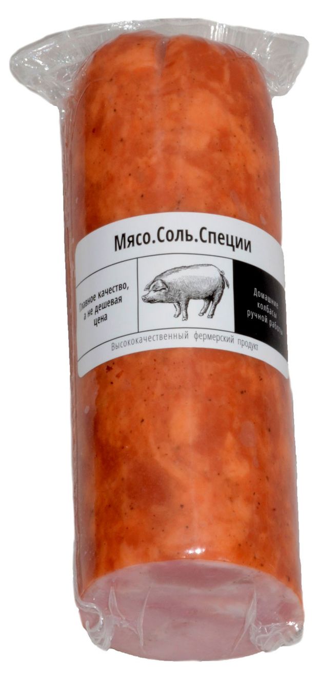 Колбаса варено-копченая Мясо.Соль.Специи Можжевеловая, ~ 400 г