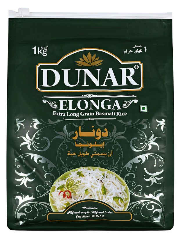 Рис длиннозерный Dunar Басмати Элонга, 1 кг