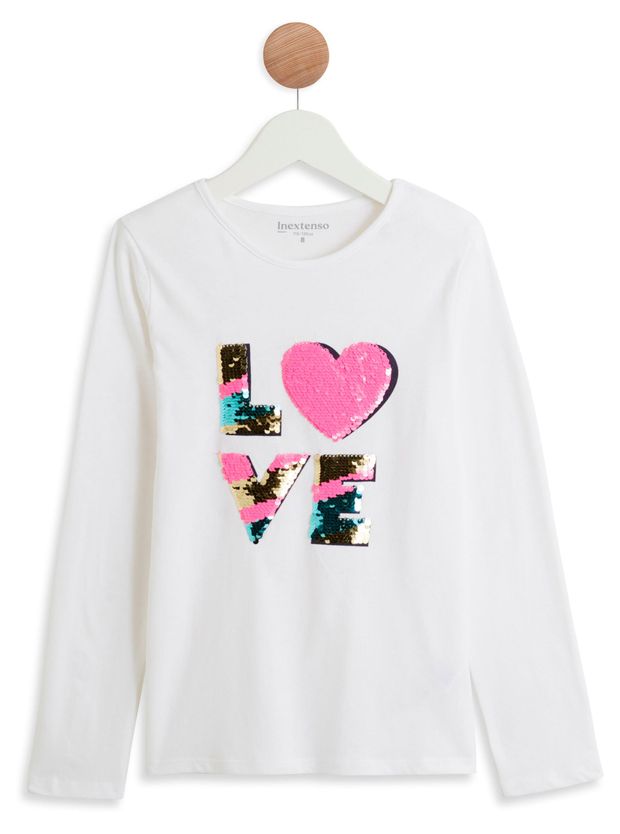 Футболка для девочки InExtenso с длинным рукавом белая