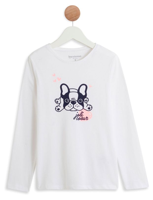 Футболка для девочки InExtenso с длинным рукавом белая