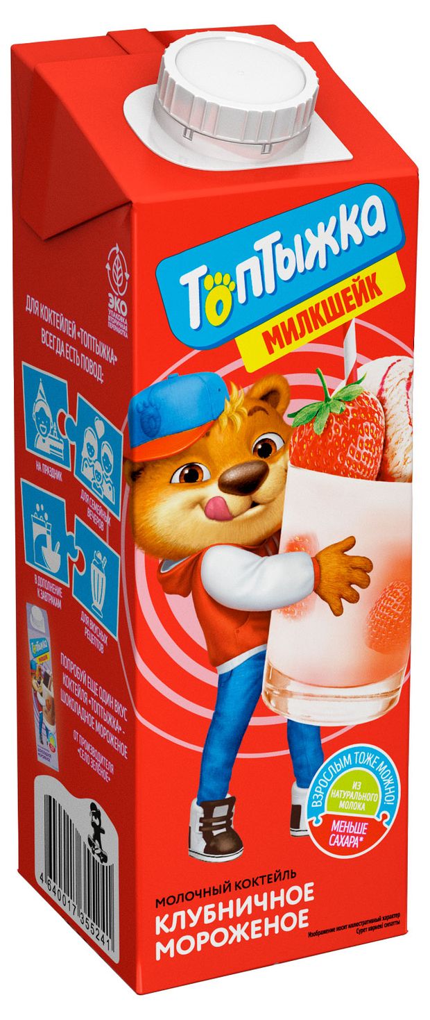 Коктейль молочный Топтыжка клубничное мороженое, 950 г