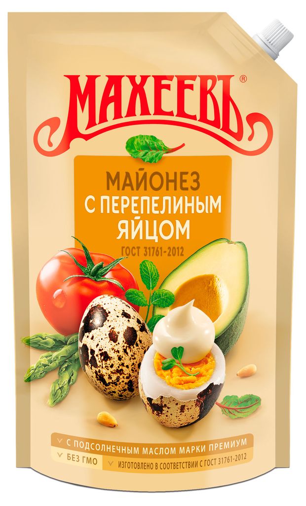 Майонез МАХЕЕВЪ с перепелиным яйцом 50,5% охлажденный, 770 мл