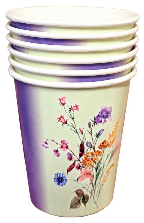 Стакан одноразовый бумажный Нежность 250мл, 6 шт