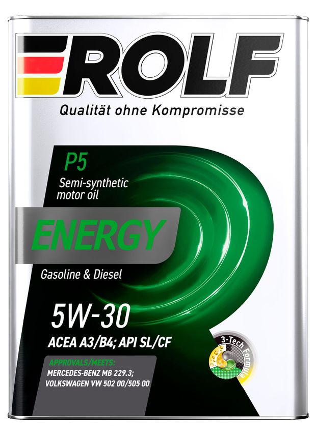 фото Масло моторное rolf energy 5w-30 a3/b4 sl/cf полусинтетическое, 1 л