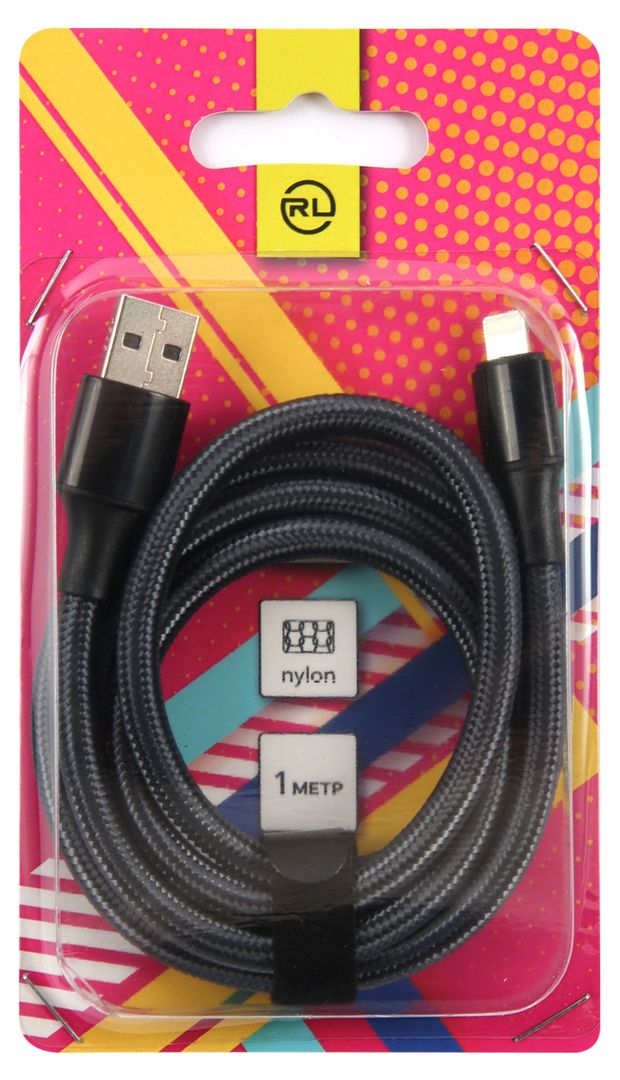 Кабель Red Line USB-8PIN 2А нейлоновая оплетка серый, 1 м