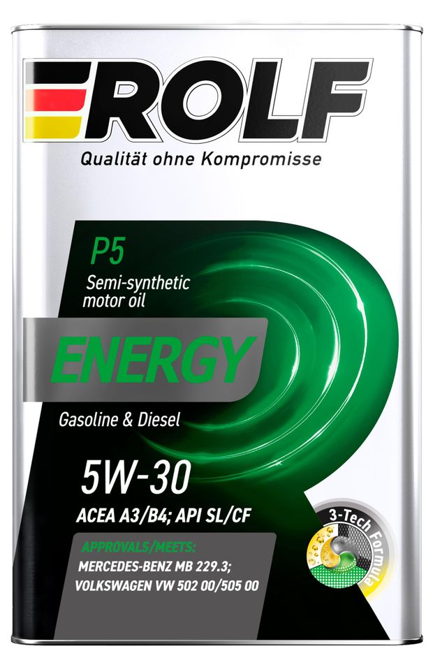 Масло моторное Rolf Energy 5W-30 A3/B4 SL/CF полусинтетическое, 4 л