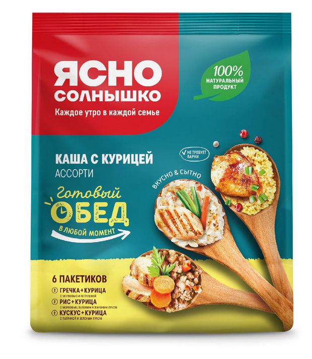 Каша с курицей Ясно солнышко Ассорти 6х40 г 250₽