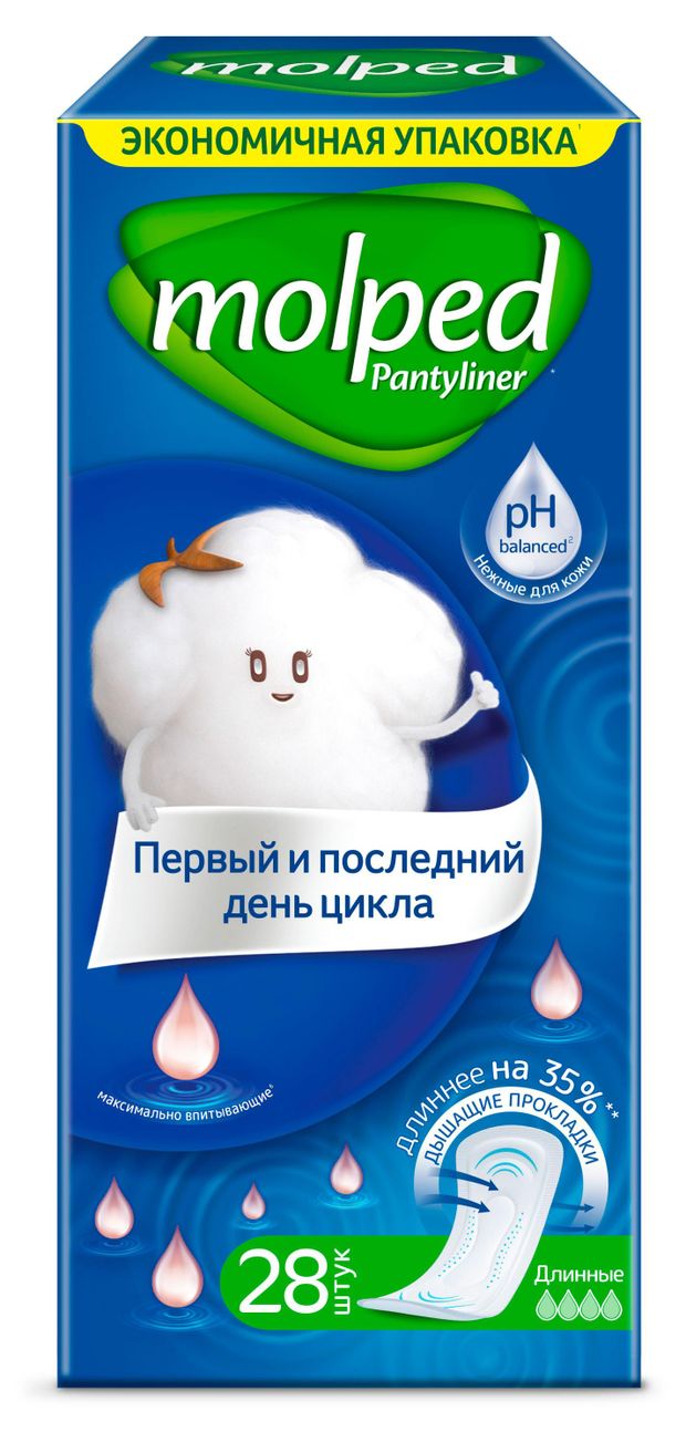Прокладки ежедневные Molped 4 капли, 28 шт