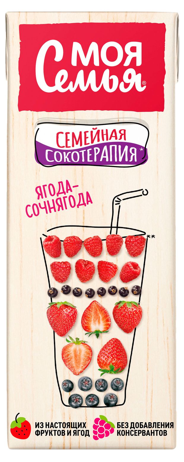 Напиток сокосодержащий Моя семья Фруктово-ягодный 200 мл 27₽