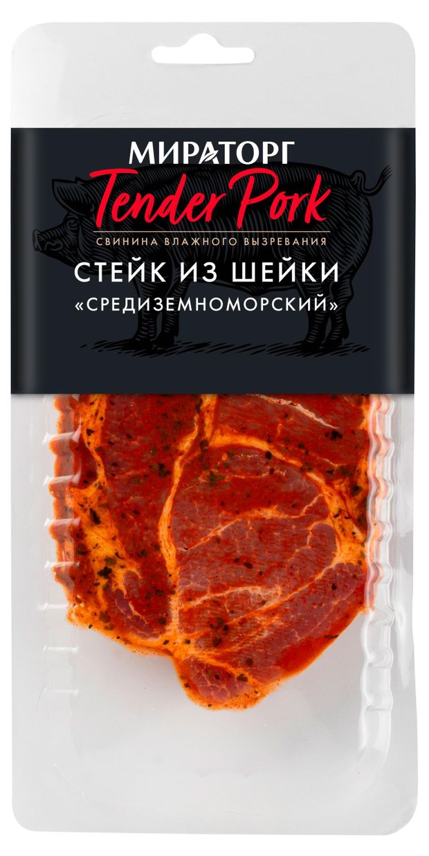 Птица, мясо Стейк свиной из шейки Мираторг Tender Pork Средиземноморский охлажденный, 280 г