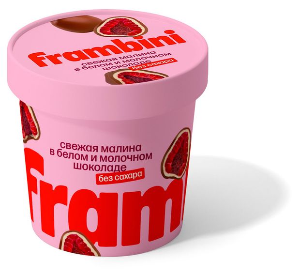 Малина в белом и молочном шоколаде Frambini без сахара замороженная, 130 г