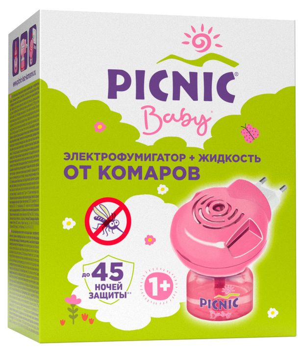 Комплект для защиты от комаров Picnic Baby фумигатор жидкость 45 ночей 30 мл 380₽