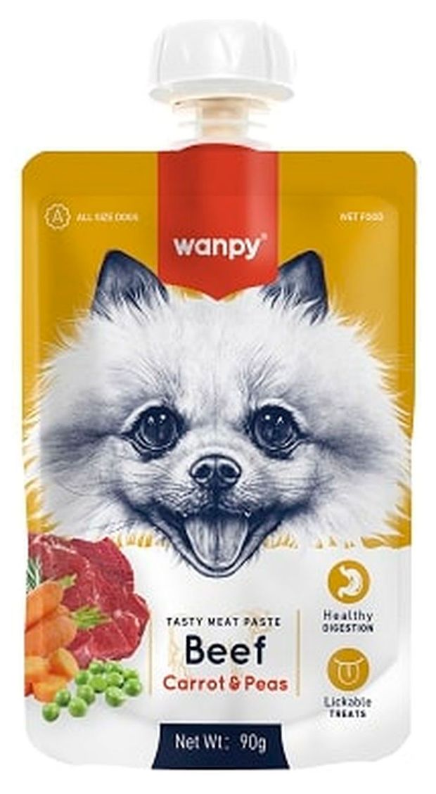 Лакомство для собак Wanpy Dog Мясное пюре из говядины, 90 г