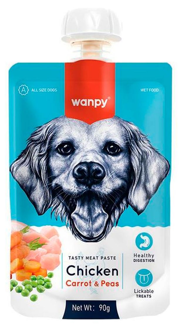 Лакомство для собак Wanpy Dog Мясное пюре из курицы, 90 г