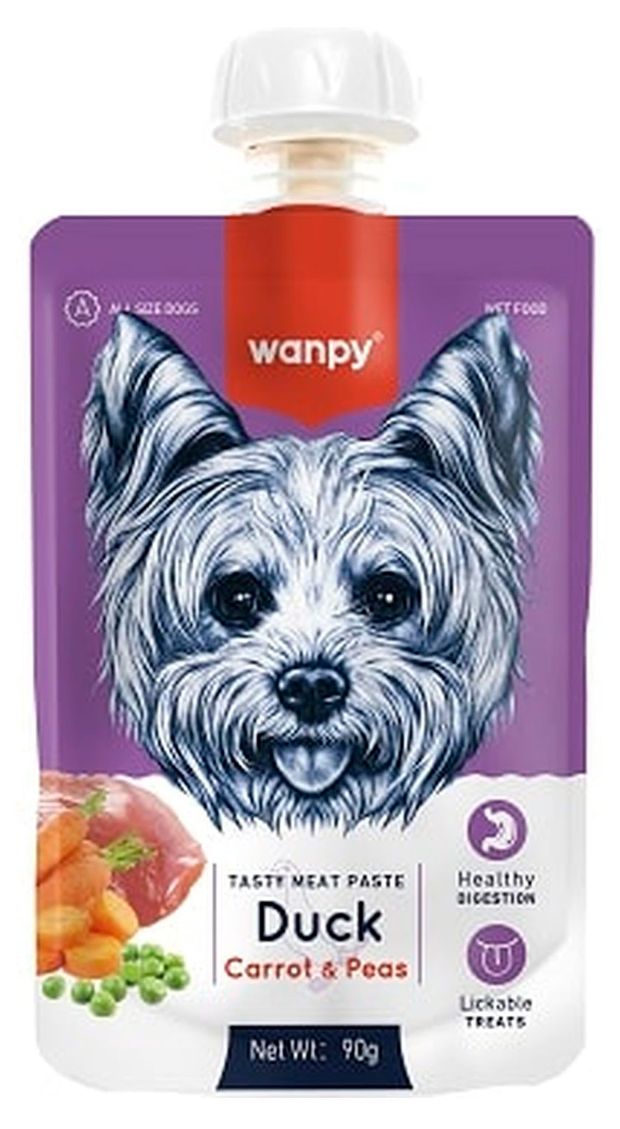 Лакомство для собак Wanpy Dog Мясное пюре из утки, 90 г