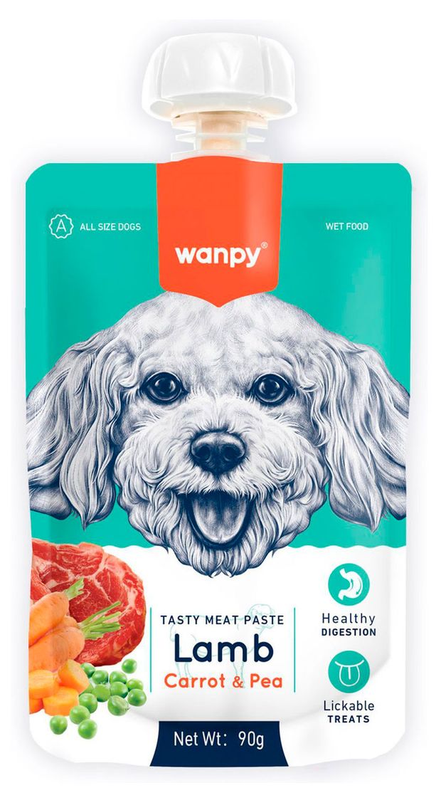 Лакомство для собак Wanpy Dog Мясное пюре из ягненка, 90 г