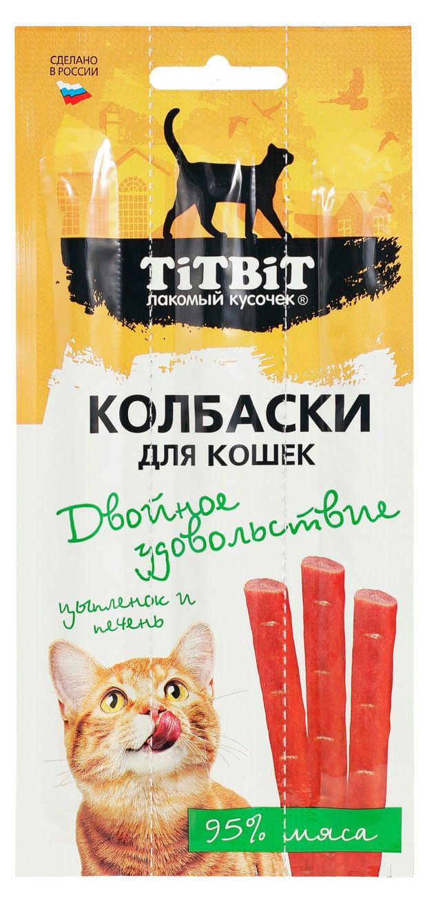 Колбаски для кошек TiTBiT Двойное удовольствие с цыпленком и печенью, 15 г